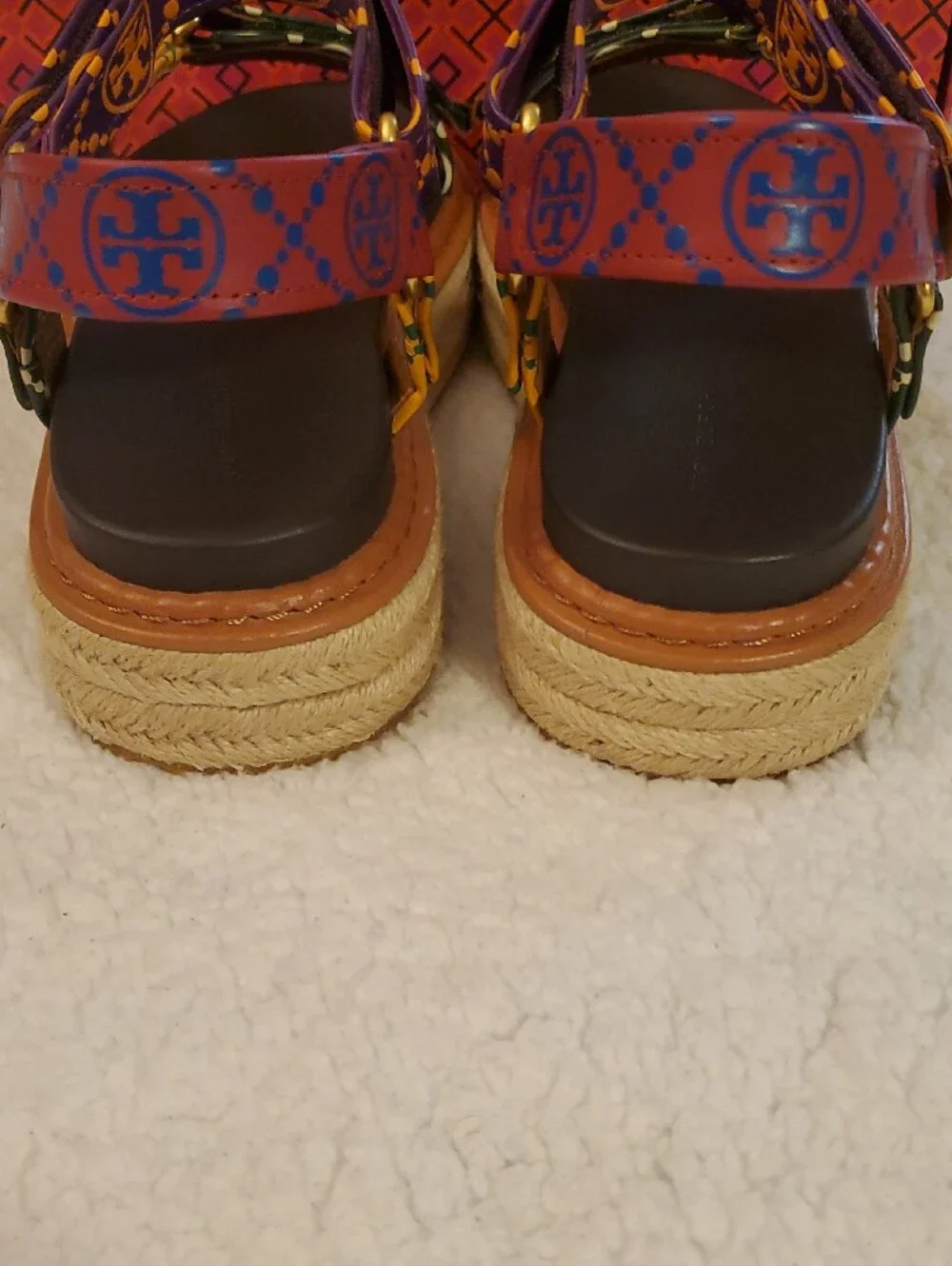 NWB Tory Burch T Monogram Rope Sport Sandal-SZ 8.5-Discontinued-in Bourbon/Coco
